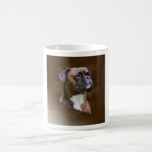 Mug Boxer Peinture à l'huile de chien Portrait d'art (Centre)