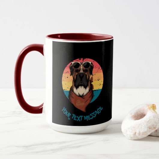 Mug Boxeur Votre Message Textuel (Avec donut)