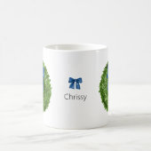 Mug Boxwood Wreath with Blue Bow Ceramic (Centre)