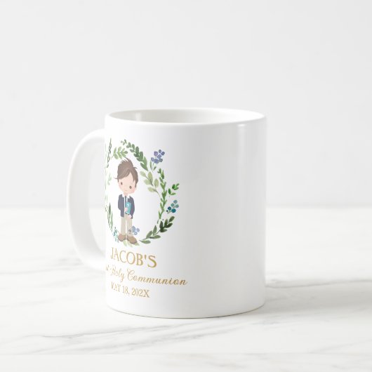 Mug Boy First Communion Favors Greenery Wreath (Devant gauche)