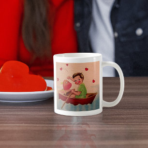 Mug Boy Holding Heart in Boat