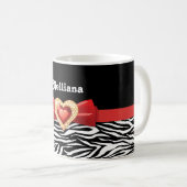 Mug Bracelet noir blanc glamour imprimé, arc rouge & b (Devant droit)