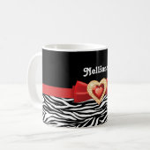 Mug Bracelet noir blanc glamour imprimé, arc rouge & b (Devant gauche)