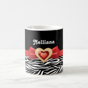 Mug Bracelet noir blanc glamour imprimé, arc rouge & b