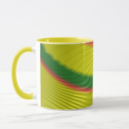 Mug BRAD ~ Rouge clair Vert Jaune Fractal ~ (Gauche)