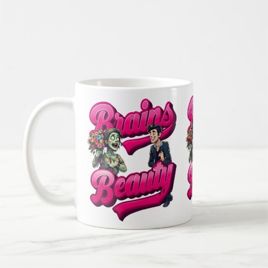 Mug Brains & Beauté - Design Humour Zombie (Gauche)
