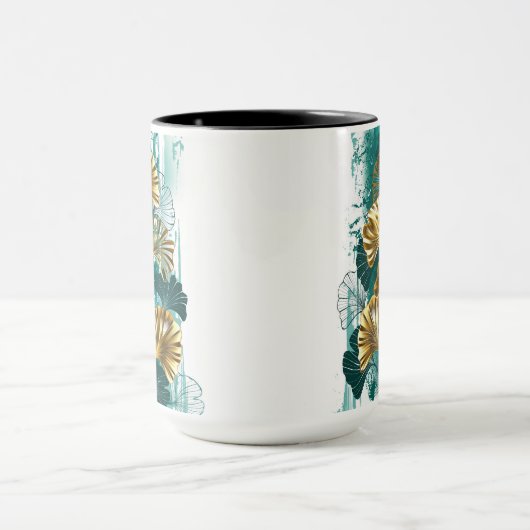 Mug Branch with Golden Leaves Ginko Biloba (Centre)