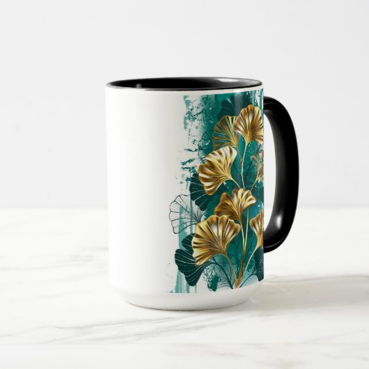 Mug Branch with Golden Leaves Ginko Biloba (Devant droit)