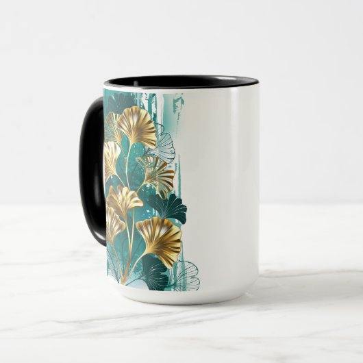 Mug Branch with Golden Leaves Ginko Biloba (Devant gauche)