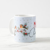 Mug Branche avec oiseaux rouges et baies Noël (Devant gauche)