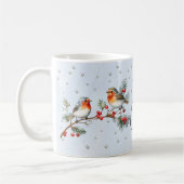 Mug Branche avec oiseaux rouges et baies Noël (Gauche)