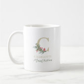 Mug Branche de baie rustique initiale et nom de Noël (Gauche)
