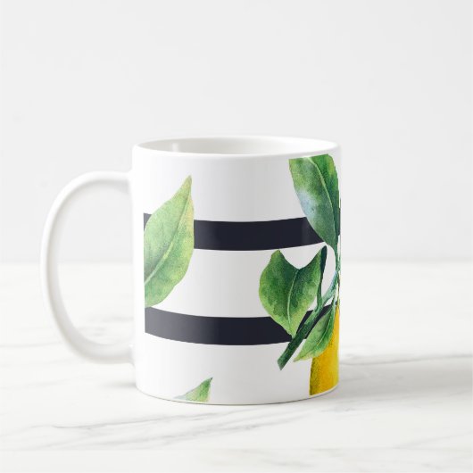 Mug Branche de citron : lisière d'aquarelle d'agrumes (Gauche)