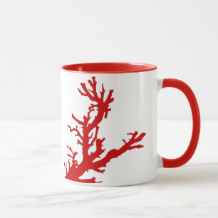 Mug Branche de corail - corail foncé rouge et blanc