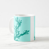Mug Branche de corail - turquoise et aqua (Devant gauche)