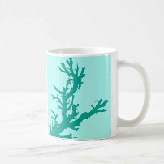 Mug Branche de corail - turquoise et aqua (Droite)
