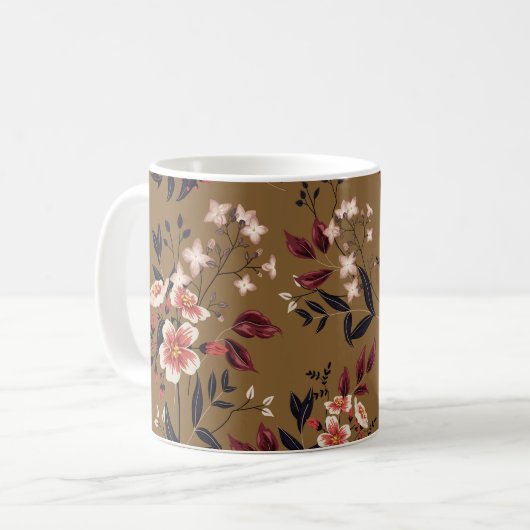 Mug Branche de fleurs roses, composition abstraite. (Devant gauche)