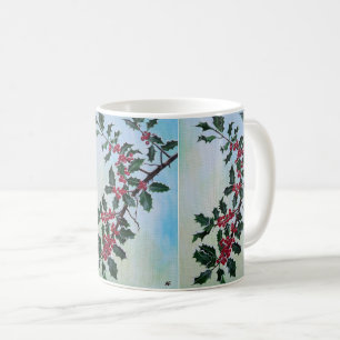 Mug Branche de houx dans la neige de l'hiver par Alfre