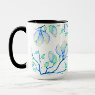 Mug Branche de magnolia à l'aquarelle bleu-vert botani