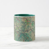 Mug "Branche de pin", dessin pastel dans les tons vert (Centre)