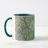 Mug "Branche de pin", dessin pastel dans les tons vert (Gauche)