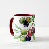 Mug Branche d'olive aquarelle (Devant gauche)