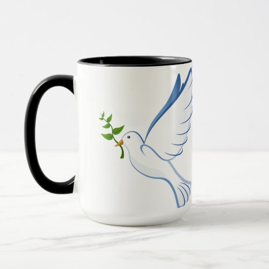 Mug branche d'olivier volant de colombe (Gauche)