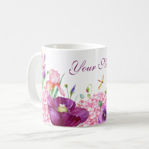 Mug Branche florale aquarelle oiseau nature nom person
