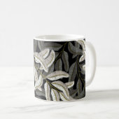 Mug Branches brodées : imprimé noir-blanc. (Devant droit)