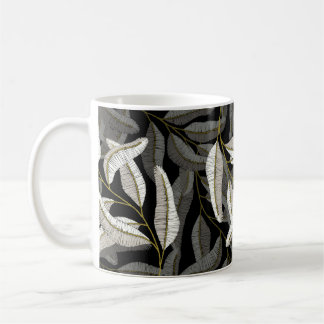 Mug Branches brodées : imprimé noir-blanc.