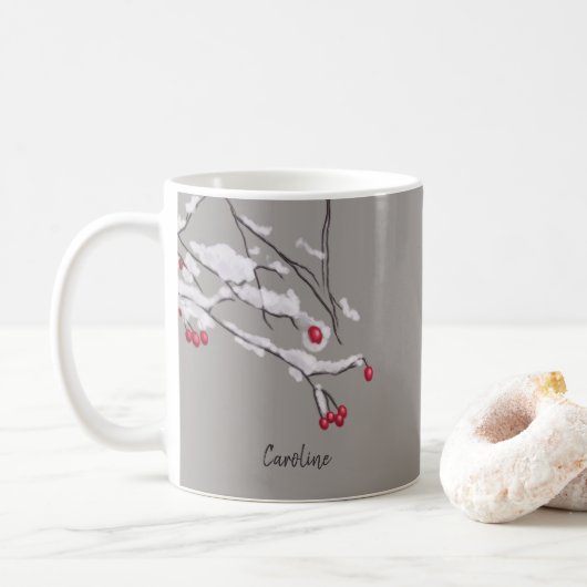 Mug Branches de baies d'hiver dans le nom de coutume (Avec donut)
