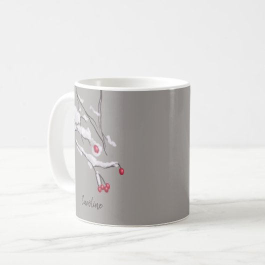 Mug Branches de baies d'hiver dans le nom de coutume (Devant gauche)
