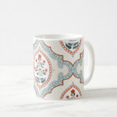 Mug Branches de fleurs vintages, textile indien. (Devant droit)