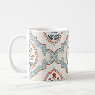 Mug Branches de fleurs vintages, textile indien.