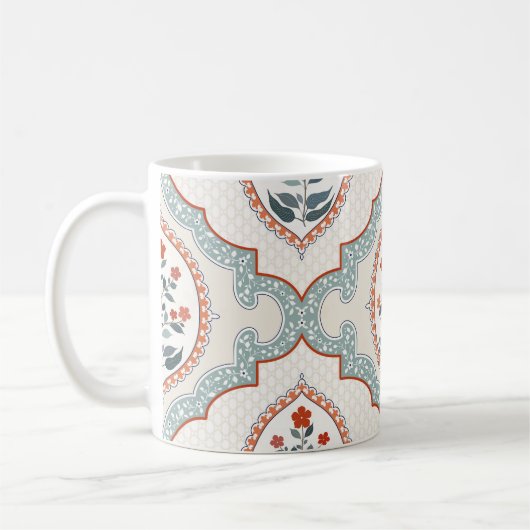 Mug Branches de fleurs vintages, textile indien. (Gauche)