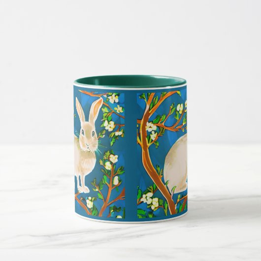 Mug Branches de lapin sauvage et de fleurs (Centre)
