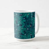 Mug Branches de pin sarcelle avec flocons de neige bla (Devant droit)