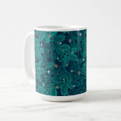 Mug Branches de pin sarcelle avec flocons de neige bla (Devant gauche)