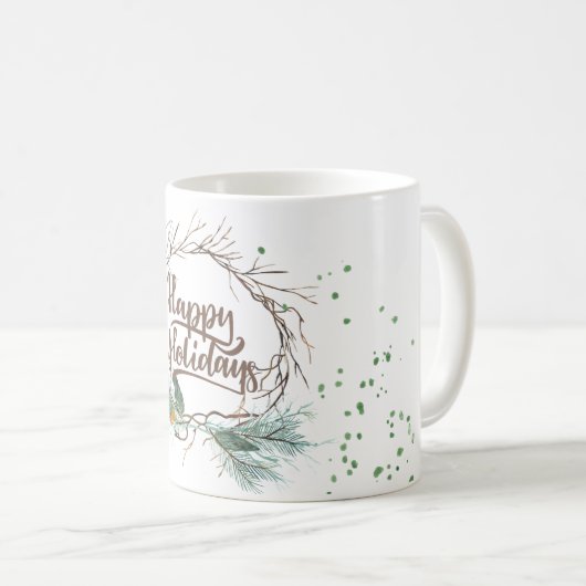 Mug Branches de pins d'hiver modernes fêtes de la cour (Devant droit)