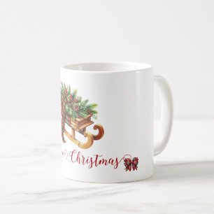 Mug Branches de semis en bois vert et rouge