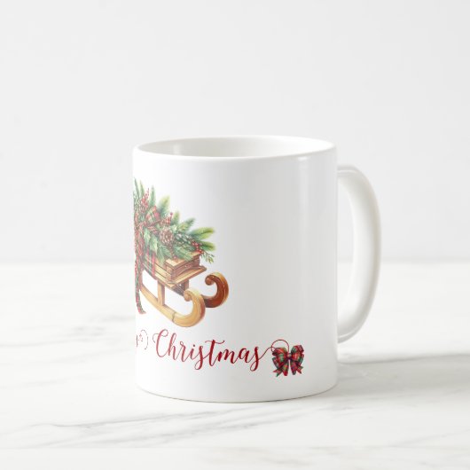 Mug Branches de semis en bois vert et rouge (Devant droit)
