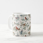 Mug Branches d'oiseaux et de pins d'hiver Motif (Devant gauche)