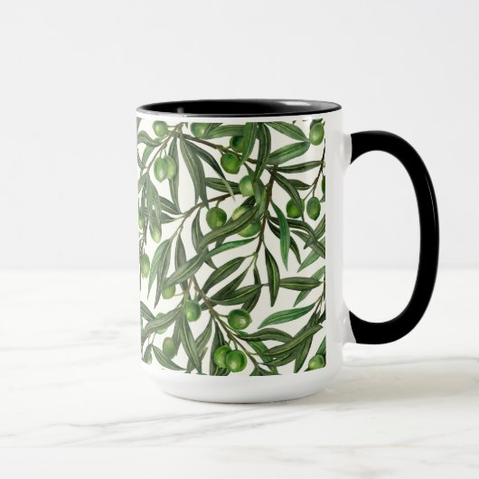 Mug Branches d'olive sur blanc (Droite)