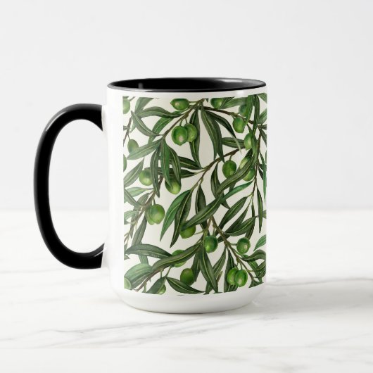 Mug Branches d'olive sur blanc (Gauche)