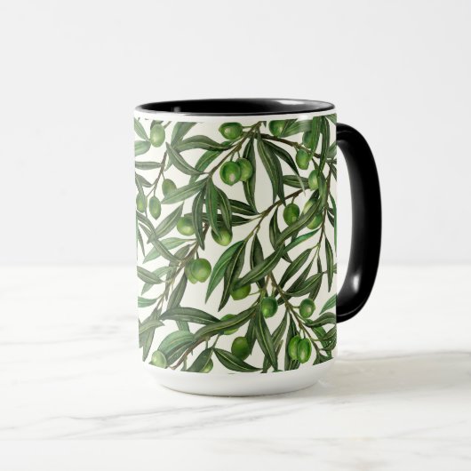 Mug Branches d'olive sur blanc (Devant droit)