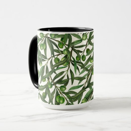 Mug Branches d'olive sur blanc (Devant gauche)