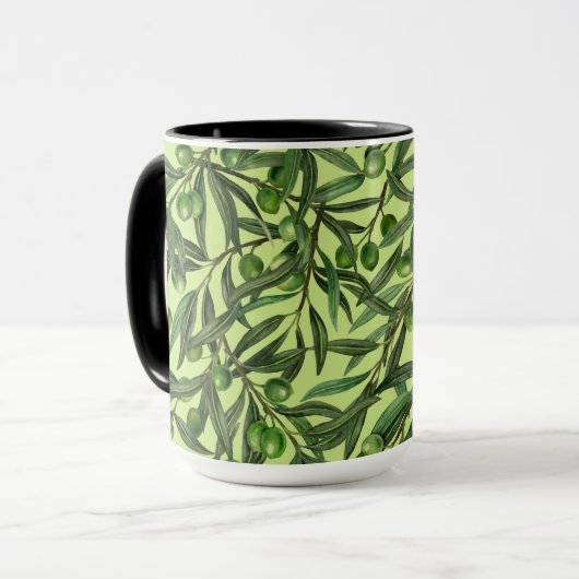 Mug Branches d'olive sur le vert miel (Devant gauche)