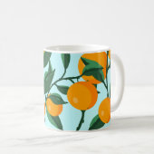 Mug Branches d'oranges, agrumes imprimé vintage. (Devant droit)