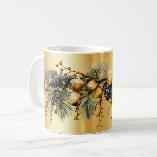 Mug Branches du cône de pin de Noël (Devant gauche)