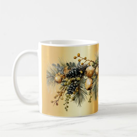 Mug Branches du cône de pin de Noël (Gauche)
